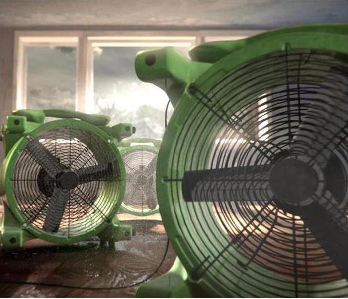 Large commercial drying fans.
